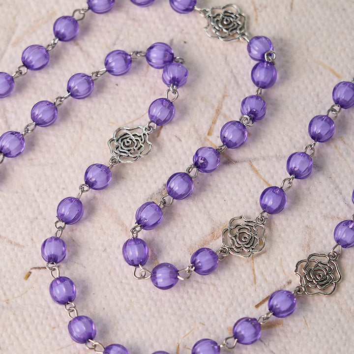 Christianartworkshop Holy Gail & Crucifix of 8 mm Round Purple Acrylic Alloy Chain Rosary - image 7