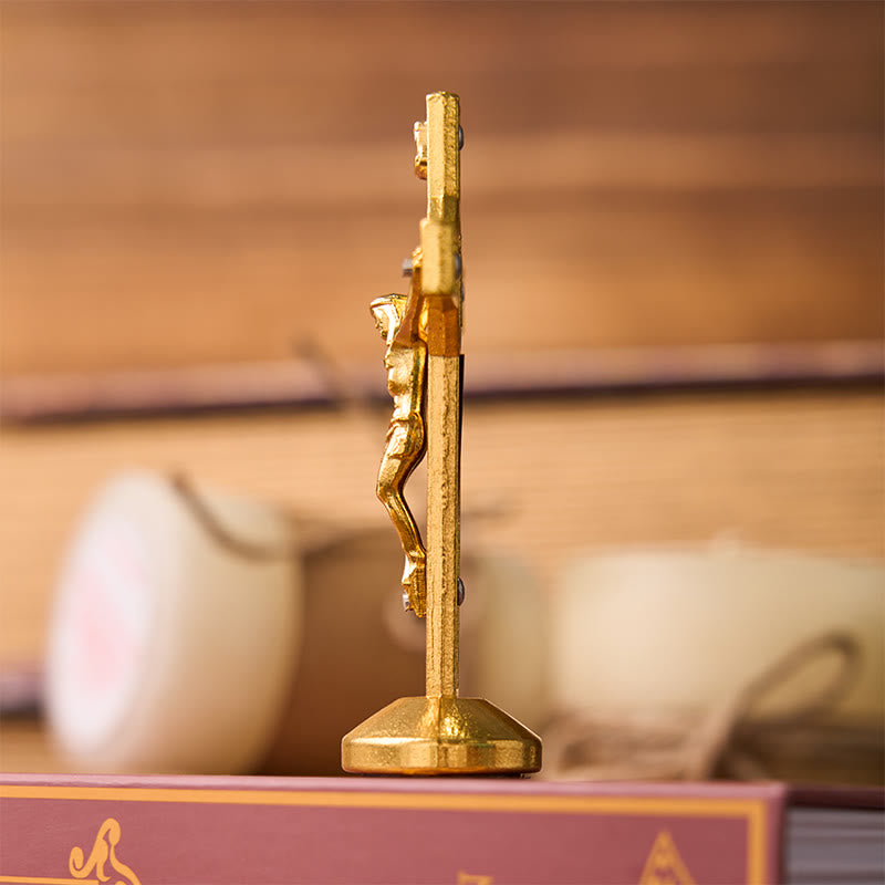 Christianartworkshop European Classical Traditional Wood Inlaid Alloy St. Benedict Cross Ornament - image 8