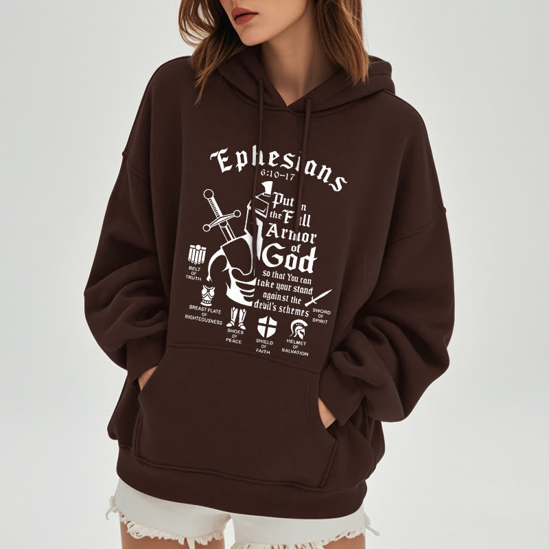 Christianartworkshop Quotation Style Full Armor of God Fleece Lined Polyester Hoodie - image 19