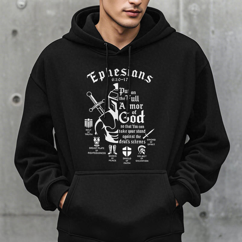 Christianartworkshop Quotation Style Full Armor of God Fleece Lined Polyester Hoodie - image 3