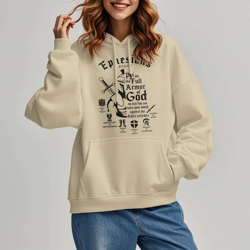 Christianartworkshop Quotation Style Full Armor of God Fleece Lined Polyester Hoodie - image 14