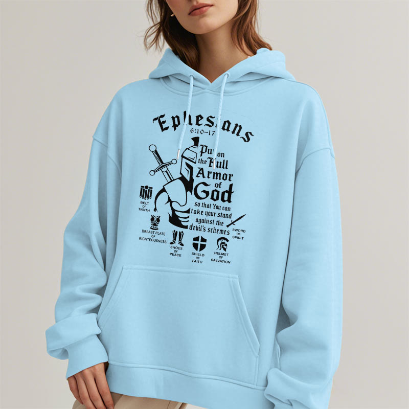 Christianartworkshop Quotation Style Full Armor of God Fleece Lined Polyester Hoodie - image 29