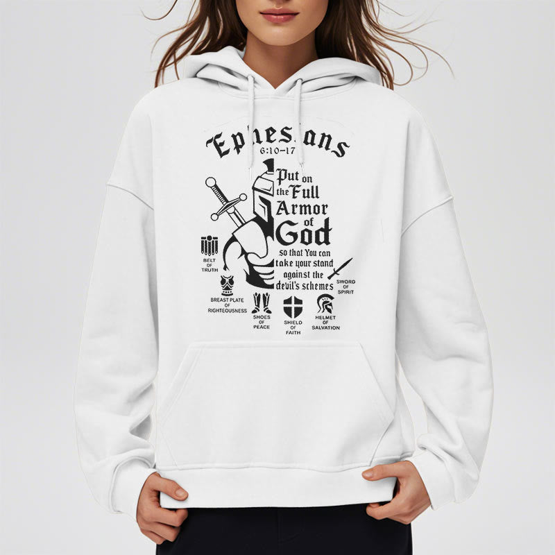 Christianartworkshop Quotation Style Full Armor of God Fleece Lined Polyester Hoodie - image 9