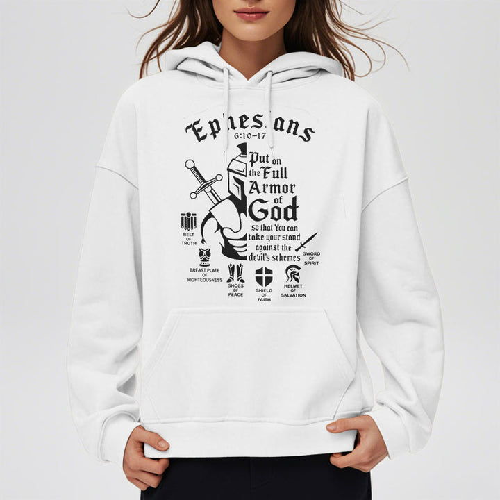 Christianartworkshop Quotation Style Full Armor of God Fleece Lined Polyester Hoodie - image 9