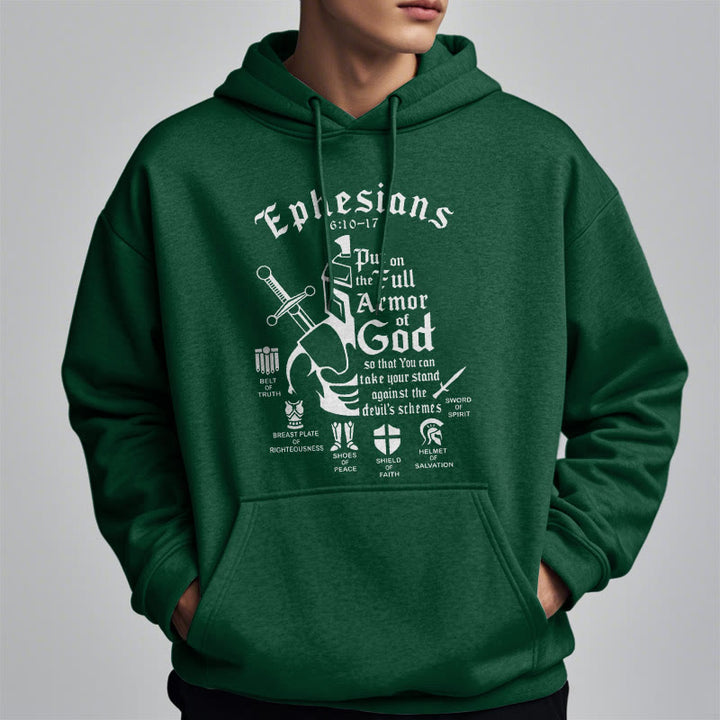 Christianartworkshop Quotation Style Full Armor of God Fleece Lined Polyester Hoodie - image 24