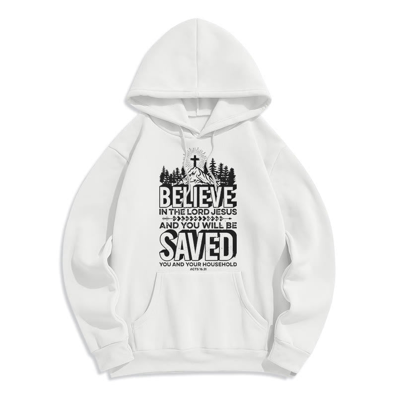 Christianartworkshop Modern Style Believe In The Jesus Lord Fleece Lined Polyester Hoodie - White - 2XL - image 6