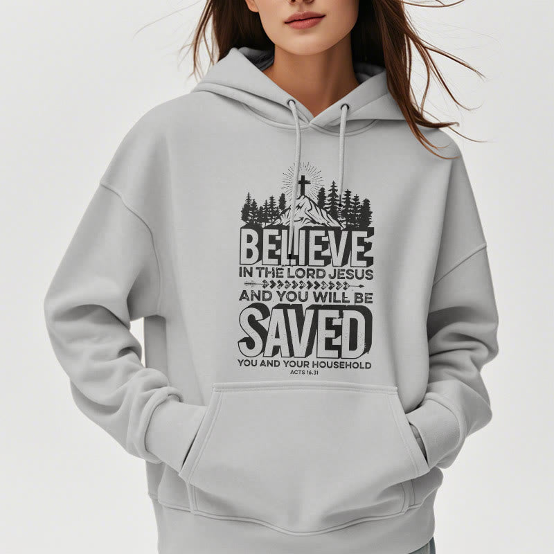 Christianartworkshop Modern Style Believe In The Jesus Lord Fleece Lined Polyester Hoodie - image 33