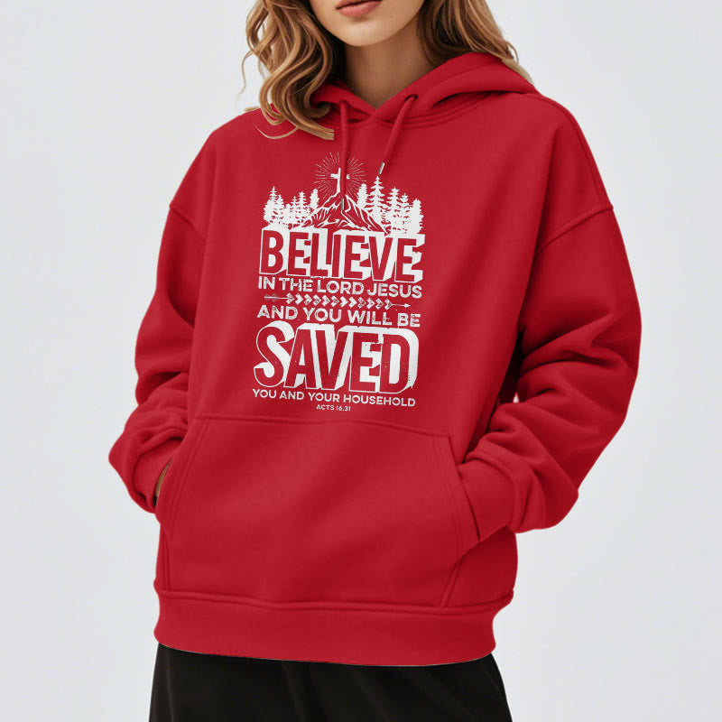 Christianartworkshop Modern Style Believe In The Jesus Lord Fleece Lined Polyester Hoodie - image 38