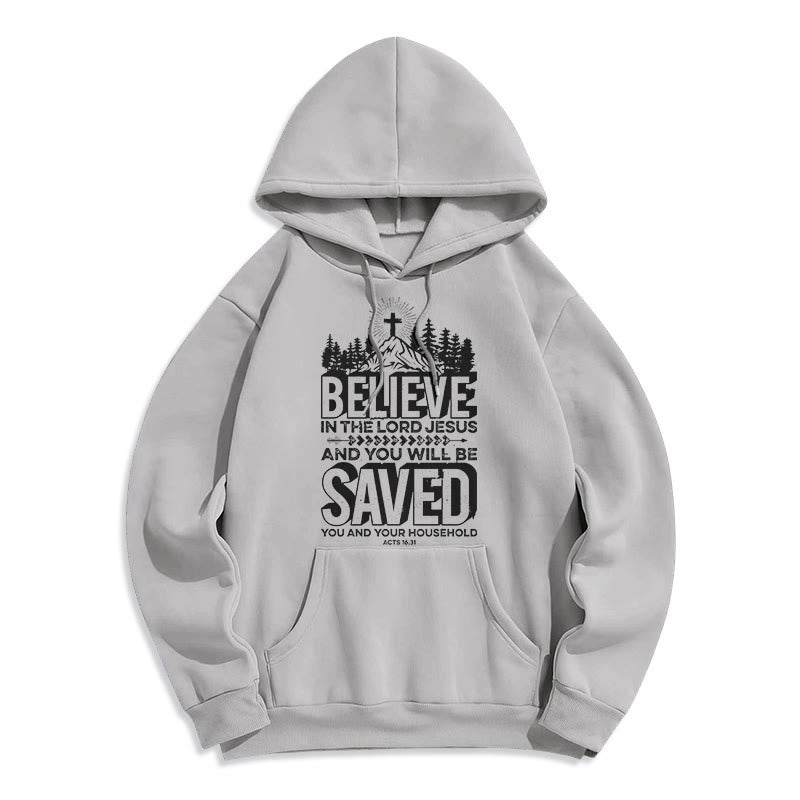 Christianartworkshop Modern Style Believe In The Jesus Lord Fleece Lined Polyester Hoodie - Grey - 2XL - image 31