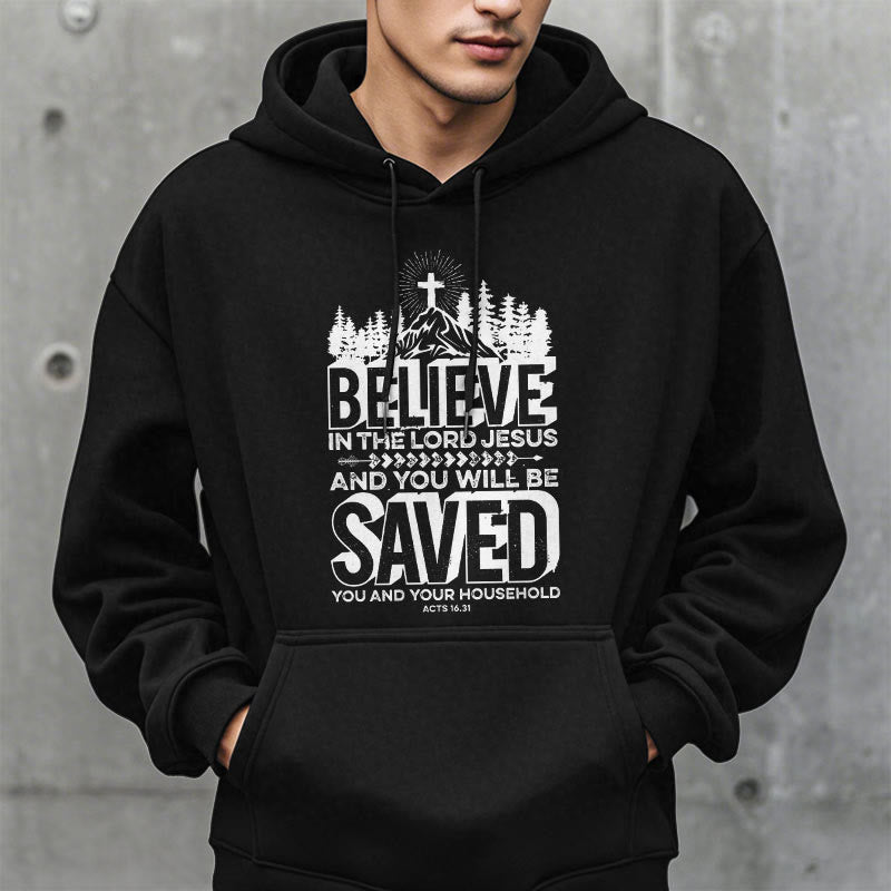 Christianartworkshop Modern Style Believe In The Jesus Lord Fleece Lined Polyester Hoodie - image 2