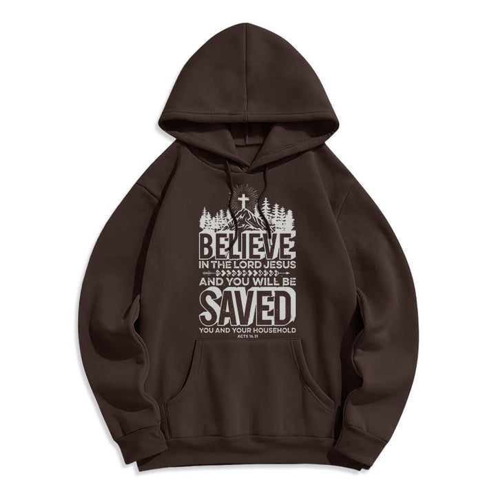 Christianartworkshop Modern Style Believe In The Jesus Lord Fleece Lined Polyester Hoodie - Brown - 2XL - image 16