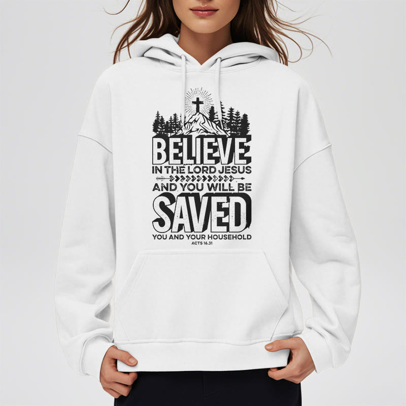Christianartworkshop Modern Style Believe In The Jesus Lord Fleece Lined Polyester Hoodie - image 9