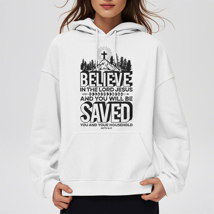 Christianartworkshop Modern Style Believe In The Jesus Lord Fleece Lined Polyester Hoodie - image 9