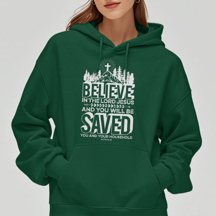 Christianartworkshop Modern Style Believe In The Jesus Lord Fleece Lined Polyester Hoodie - image 24
