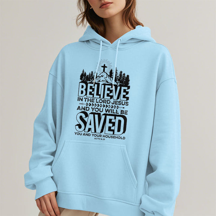 Christianartworkshop Modern Style Believe In The Jesus Lord Fleece Lined Polyester Hoodie - image 29