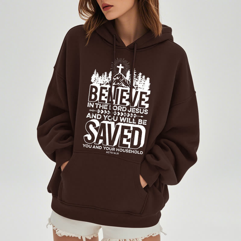 Christianartworkshop Modern Style Believe In The Jesus Lord Fleece Lined Polyester Hoodie - image 18