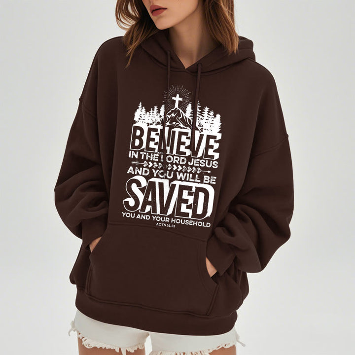 Christianartworkshop Modern Style Believe In The Jesus Lord Fleece Lined Polyester Hoodie - image 18