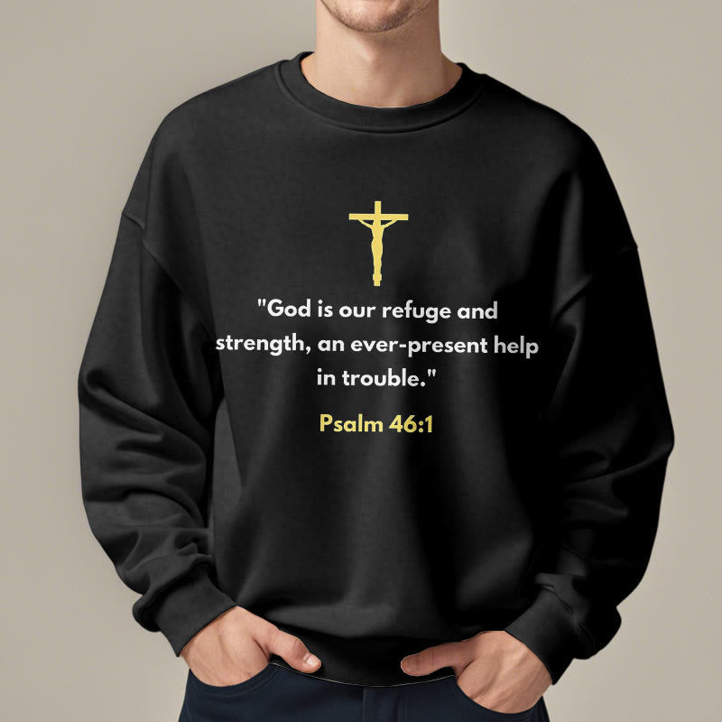 Christianartworkshop Classic Style God Is Our Refuge And Strength Fleece Lined Polyester Sweatshirt - image 2