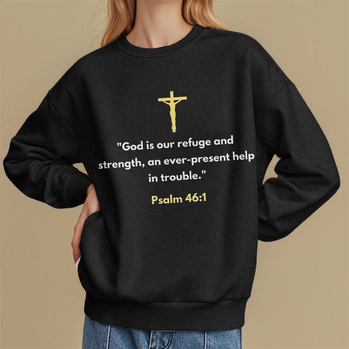 Christianartworkshop Classic Style God Is Our Refuge And Strength Fleece Lined Polyester Sweatshirt - image 2