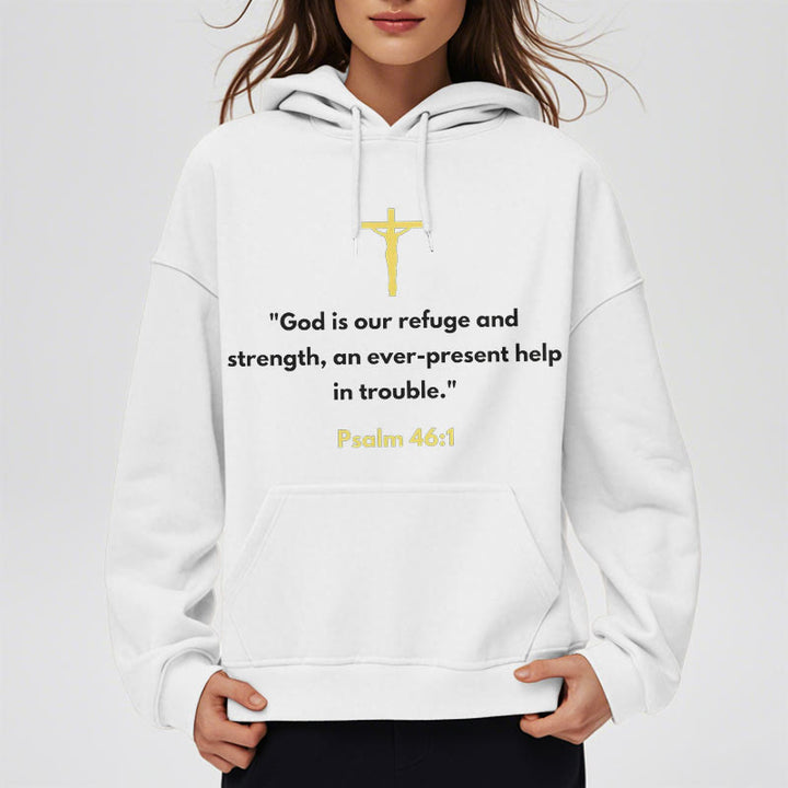 Christianartworkshop Classic Style God Is Our Refuge And Strength Fleece Lined Polyester Hoodie - image 8