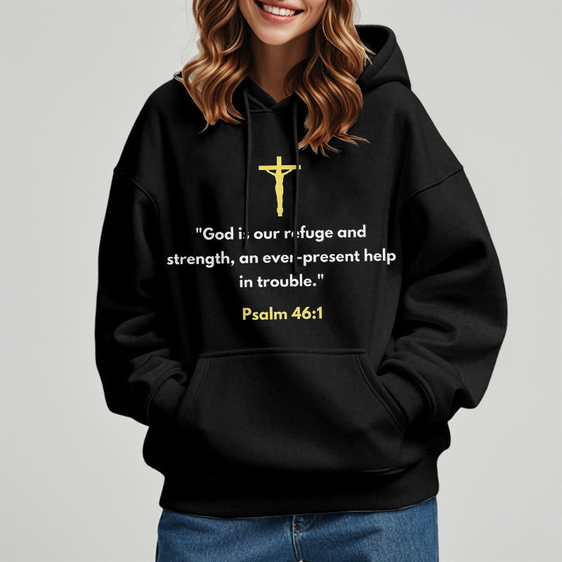 Christianartworkshop Classic Style God Is Our Refuge And Strength Fleece Lined Polyester Hoodie - image 2