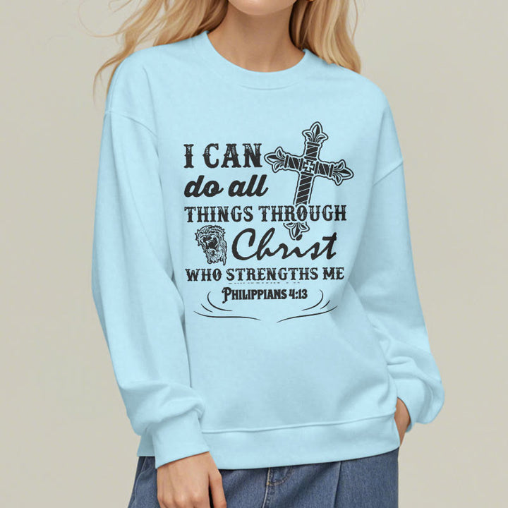 Christianartworkshop Quotation Style I Can Do All Things Fleece Lined Polyester Sweatshirt - image 28