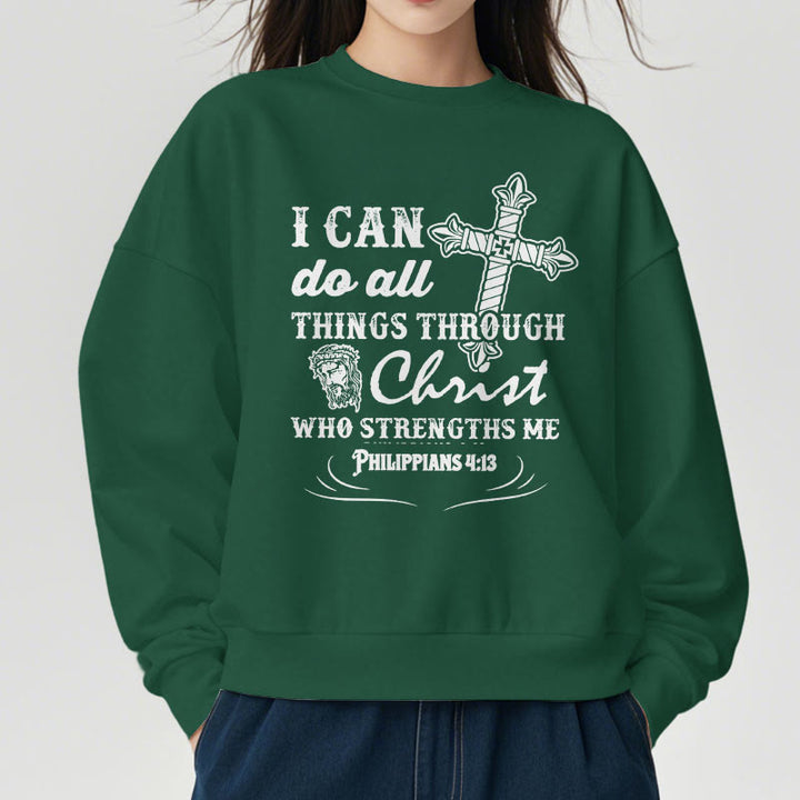 Christianartworkshop Quotation Style I Can Do All Things Fleece Lined Polyester Sweatshirt - image 24