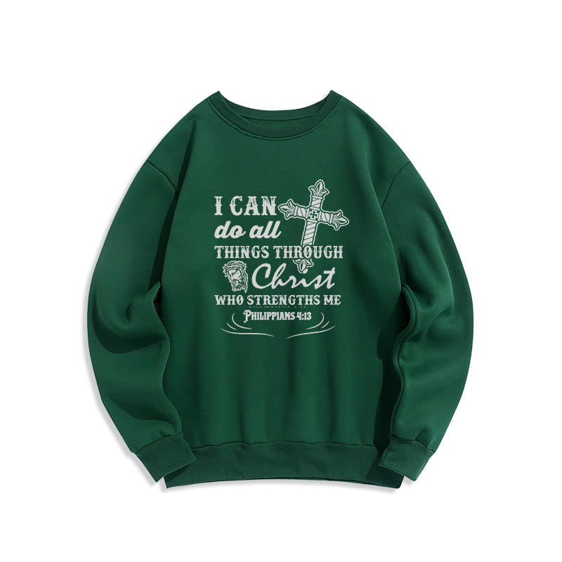 Christianartworkshop Quotation Style I Can Do All Things Fleece Lined Polyester Sweatshirt - Green - 2XL - image 21