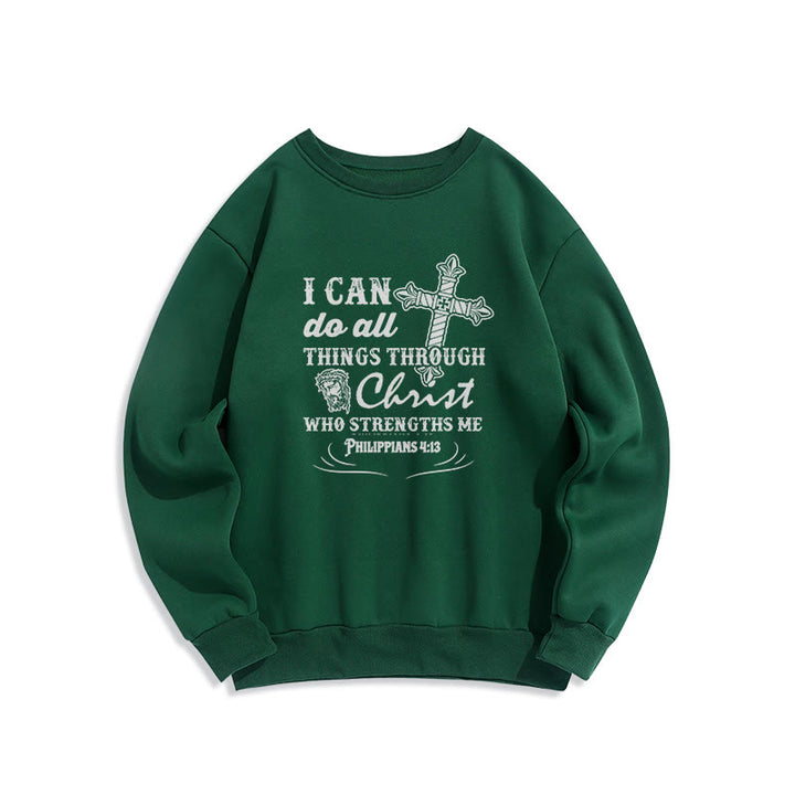 Christianartworkshop Quotation Style I Can Do All Things Fleece Lined Polyester Sweatshirt - Green - 2XL - image 21