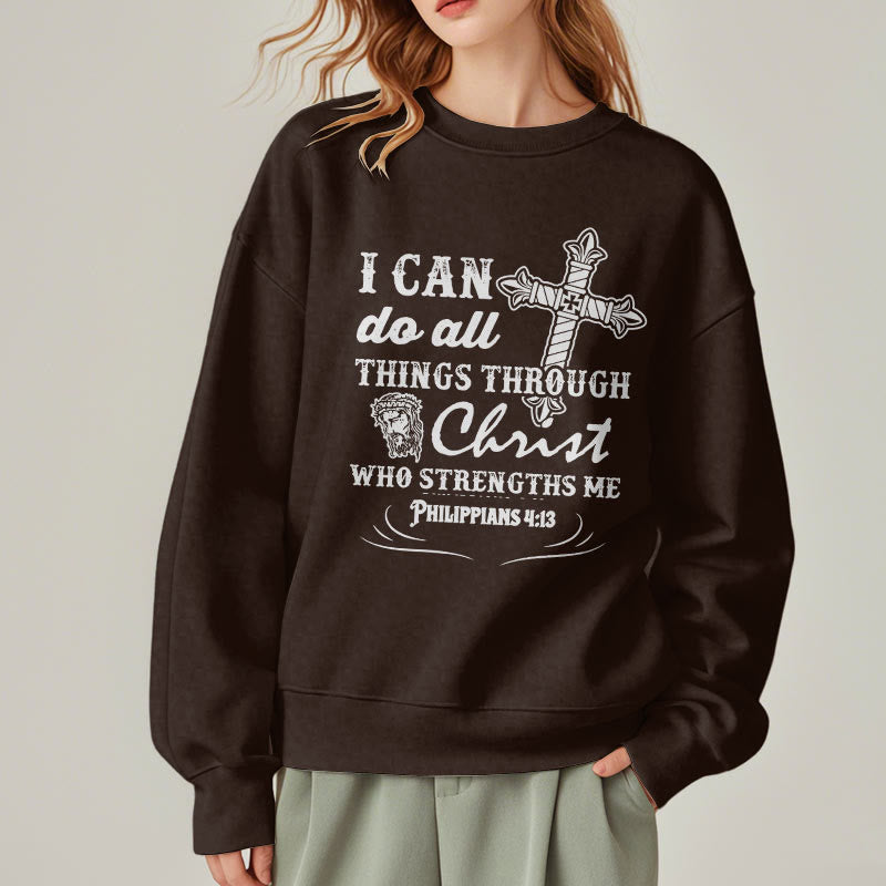 Christianartworkshop Quotation Style I Can Do All Things Fleece Lined Polyester Sweatshirt - image 19