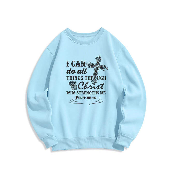 Christianartworkshop Quotation Style I Can Do All Things Fleece Lined Polyester Sweatshirt - Blue - 2XL - image 26