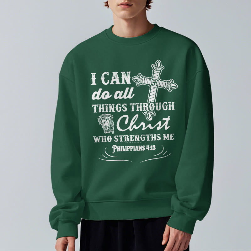 Christianartworkshop Quotation Style I Can Do All Things Fleece Lined Polyester Sweatshirt - image 23