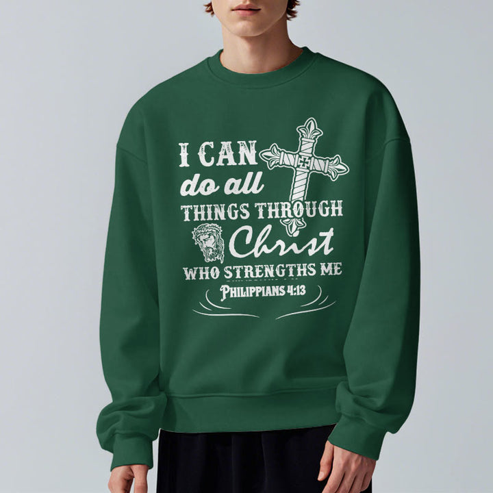 Christianartworkshop Quotation Style I Can Do All Things Fleece Lined Polyester Sweatshirt - image 23