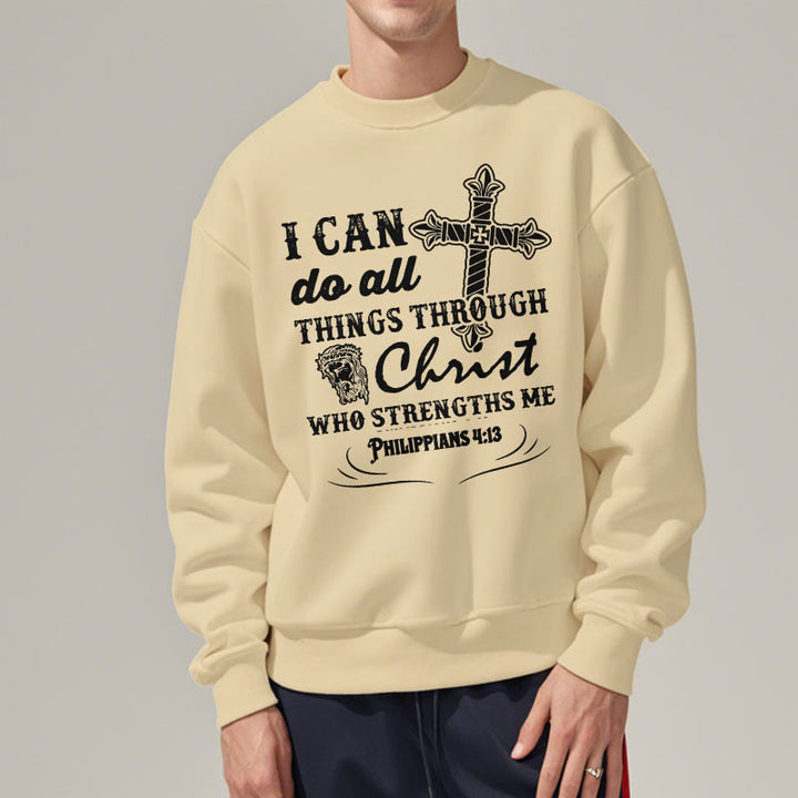 Christianartworkshop Quotation Style I Can Do All Things Fleece Lined Polyester Sweatshirt - image 12