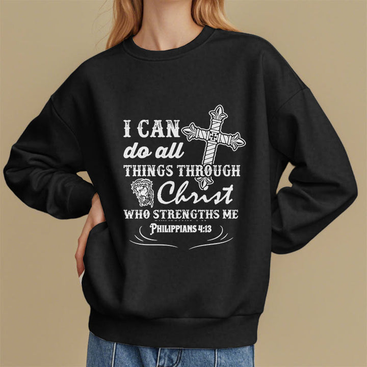 Christianartworkshop Quotation Style I Can Do All Things Fleece Lined Polyester Sweatshirt - image 8