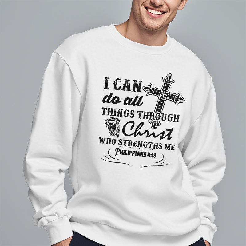 Christianartworkshop Quotation Style I Can Do All Things Fleece Lined Polyester Sweatshirt - image 3