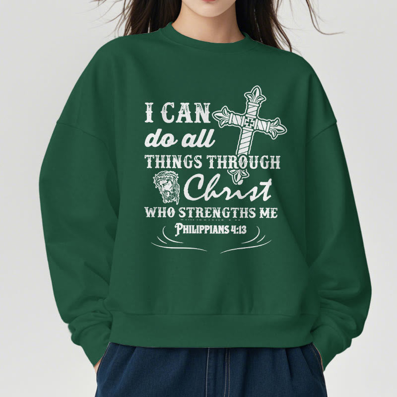 Christianartworkshop Quotation Style I Can Do All Things Fleece Lined Polyester Sweatshirt - image 23