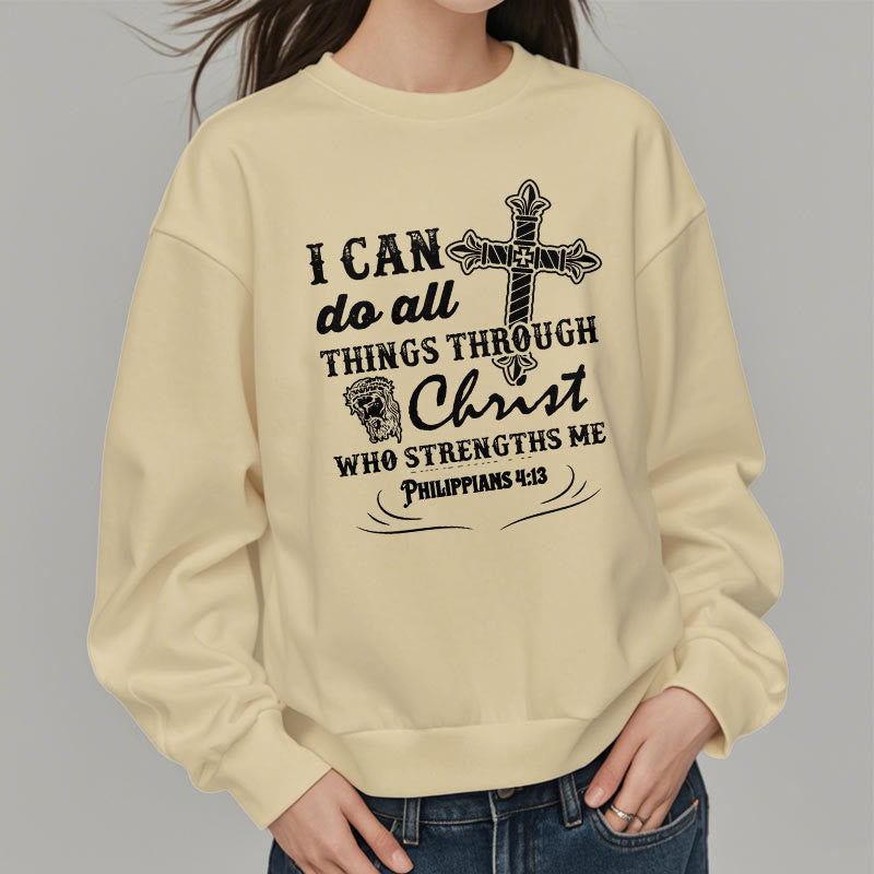 Christianartworkshop Quotation Style I Can Do All Things Fleece Lined Polyester Sweatshirt - image 14