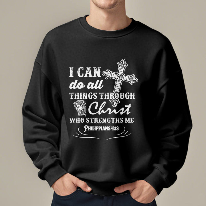 Christianartworkshop Quotation Style I Can Do All Things Fleece Lined Polyester Sweatshirt - image 9