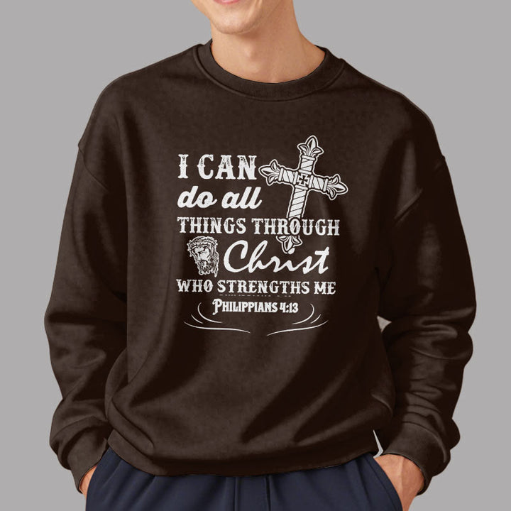 Christianartworkshop Quotation Style I Can Do All Things Fleece Lined Polyester Sweatshirt - image 18
