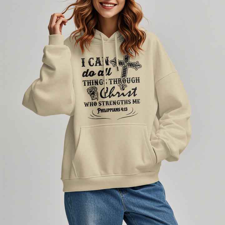 Christianartworkshop Quotation Style I Can Do All Things Fleece Lined Polyester Hoodie - image 14