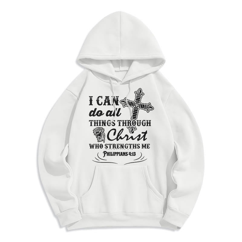 Christianartworkshop Quotation Style I Can Do All Things Fleece Lined Polyester Hoodie - White - 2XL - image 6
