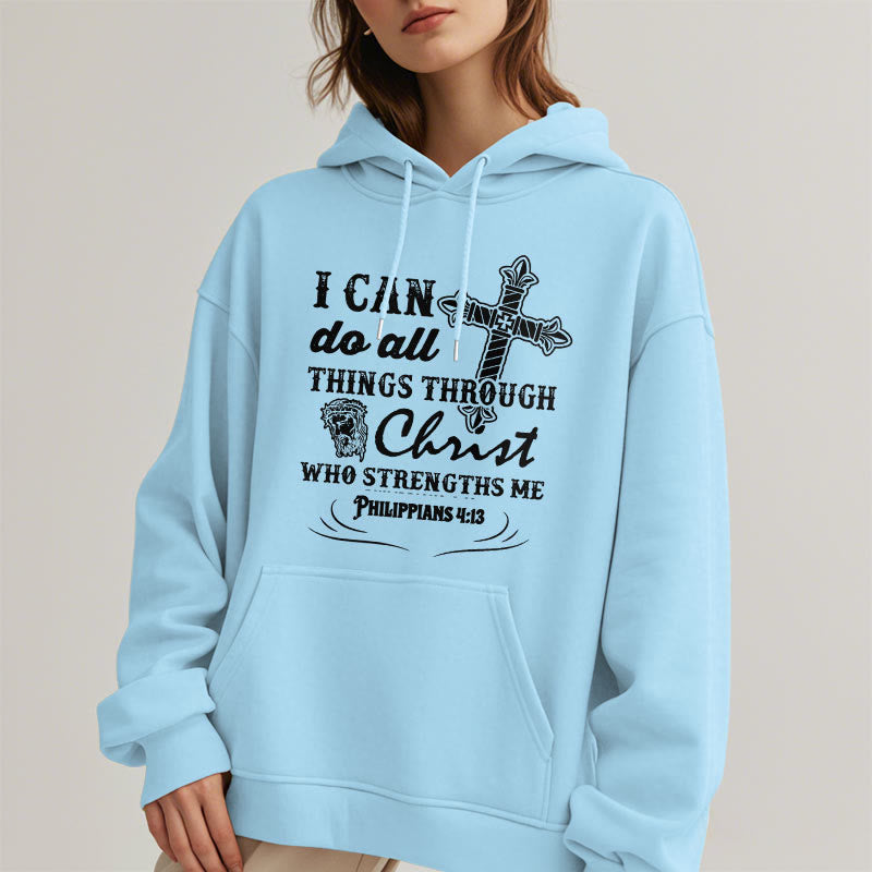 Christianartworkshop Quotation Style I Can Do All Things Fleece Lined Polyester Hoodie - image 29