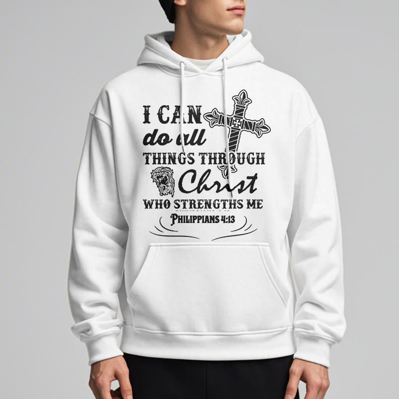Christianartworkshop Quotation Style I Can Do All Things Fleece Lined Polyester Hoodie - image 9