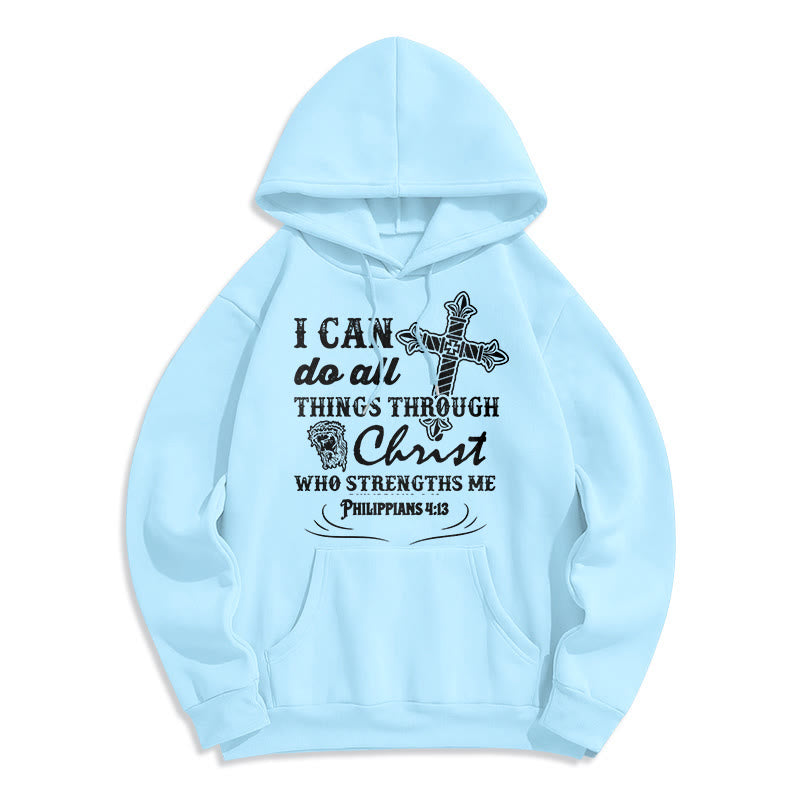 Christianartworkshop Quotation Style I Can Do All Things Fleece Lined Polyester Hoodie - Blue - 2XL - image 26