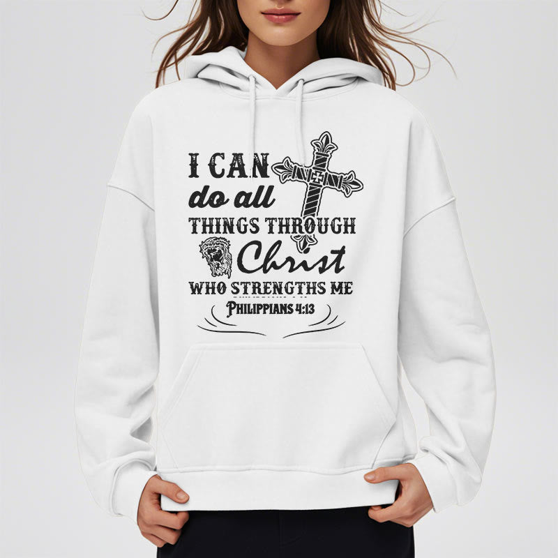 Christianartworkshop Quotation Style I Can Do All Things Fleece Lined Polyester Hoodie - image 8
