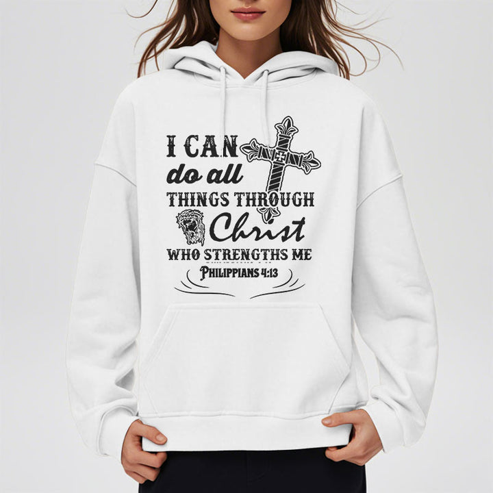 Christianartworkshop Quotation Style I Can Do All Things Fleece Lined Polyester Hoodie - image 8