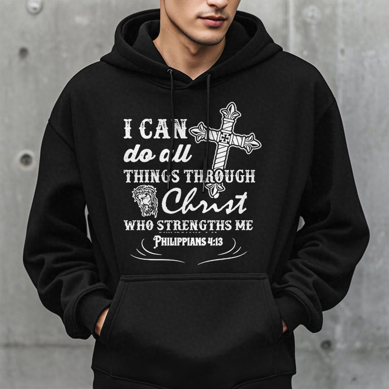 Christianartworkshop Quotation Style I Can Do All Things Fleece Lined Polyester Hoodie - image 2