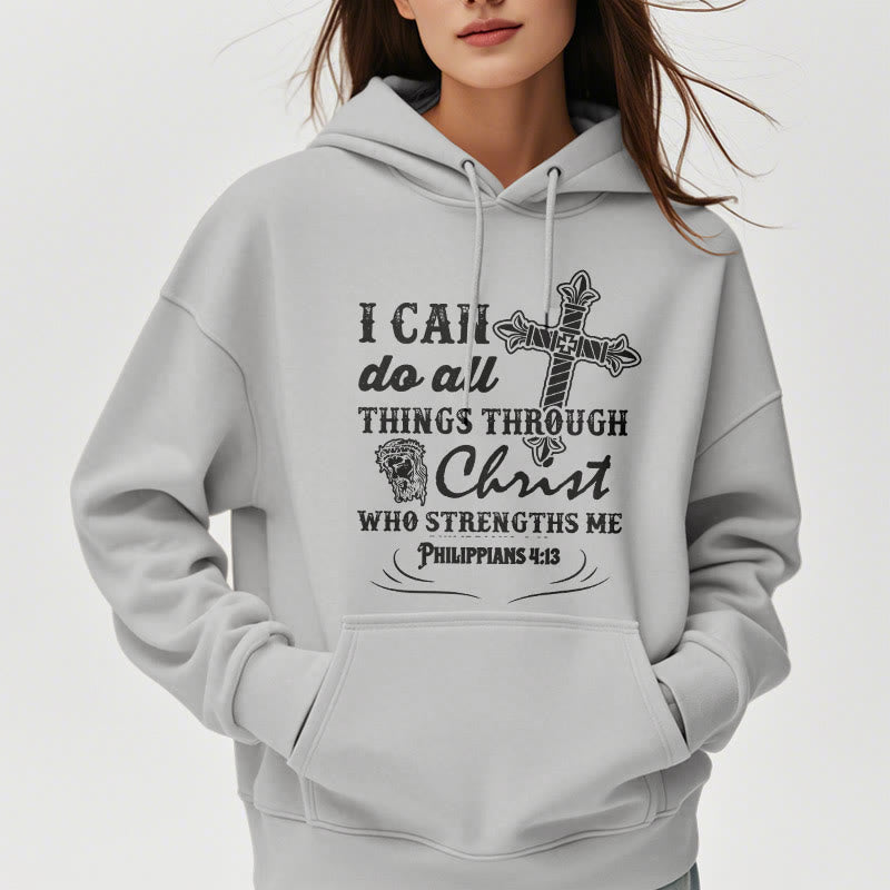 Christianartworkshop Quotation Style I Can Do All Things Fleece Lined Polyester Hoodie - image 33