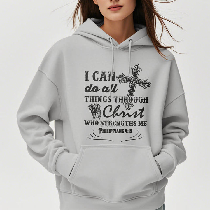 Christianartworkshop Quotation Style I Can Do All Things Fleece Lined Polyester Hoodie - image 33